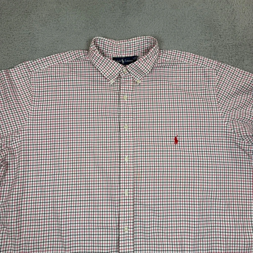 Polo Ralph Lauren Mens 2XLT Tall Classic Fit Check Button Down Shirt Red Navy